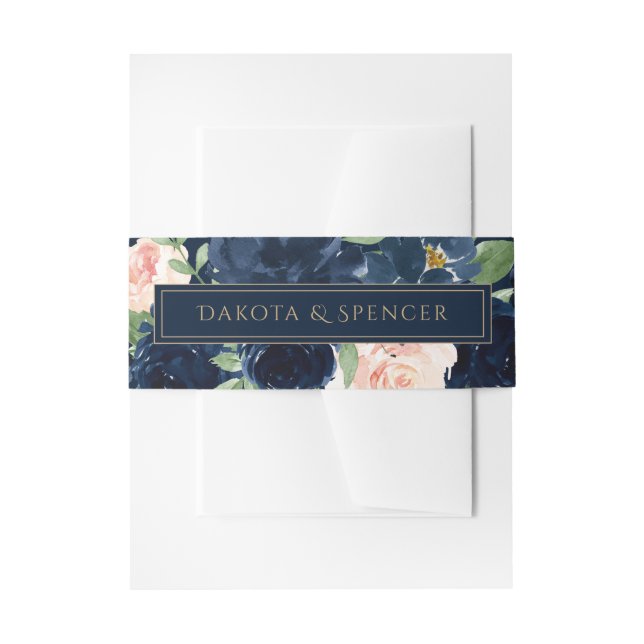 Bandeau De Faire-part Blooms Chics | Bouquet bleu foncé et bleu marine (Devant example)