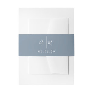 Bandeau De Faire-part Blue Belly Band, Monogramme modifiable
