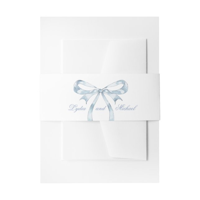 Bandeau De Faire-part Blue Bow Invitation Belly Band (Devant example)