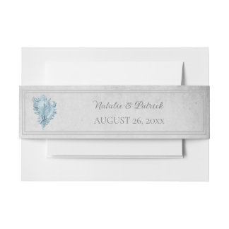 Bandeau De Faire-part Blue Conch Shell Invitation Bande de ventre