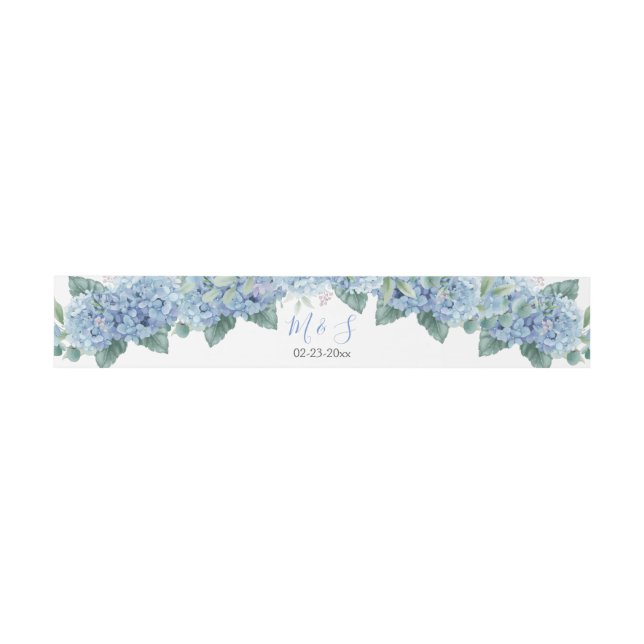 Bandeau De Faire-part Blue Hydrangeas aquarelle Floral Mariage (Plat)
