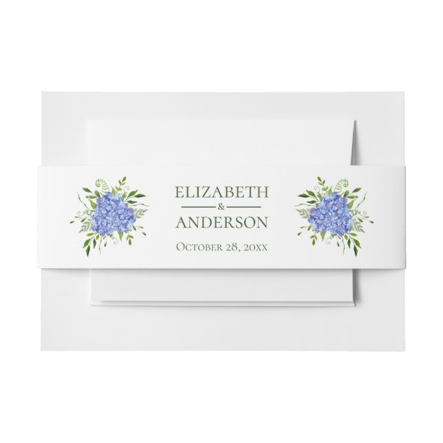 Bandeau De Faire-part Blue Hydrangeas Floral Mariage d'aquarelle (Devant Example)
