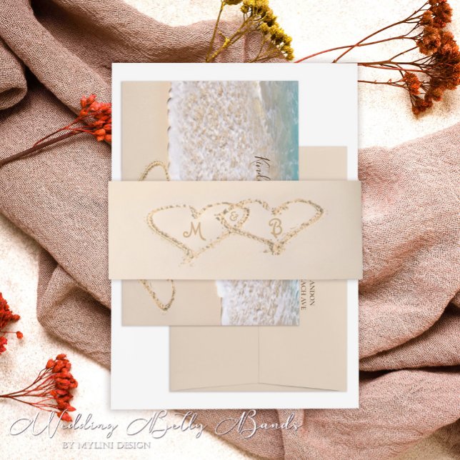 Bandeau De Faire-part Blue Ocean Waves Plage tropicale Mariage (Créateur téléchargé)