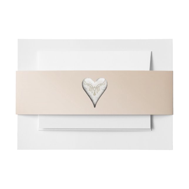Bandeau De Faire-part Blush avec Heart Invitation Bande de ventre (Devant Example)
