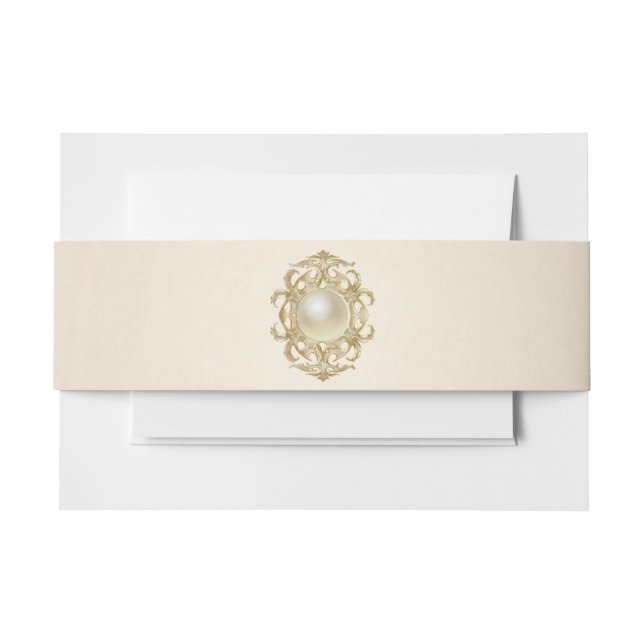 Bandeau De Faire-part Blush Ivory Satin Invitation Belly Band (Devant Example)