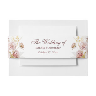 Bandeau De Faire-part Blush Peony & Gold Burgundy Floral Mariage