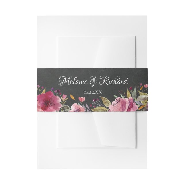 Bandeau De Faire-part Blush Rose Floral Chalkboard Invitation Bande de v (Devant example)