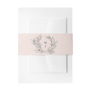 Bandeau De Faire-part Blush Rustic Monogram Wreath Invitation Bande de v
