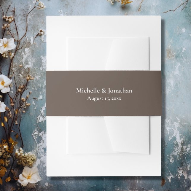 Bandeau De Faire-part Boho Brown et Mariage de crème (Boho Brown and Cream Wedding Invitation Belly Band)