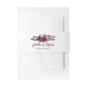 Bandeau De Faire-part Boho Burgundy Aquarelle Mariage Floral