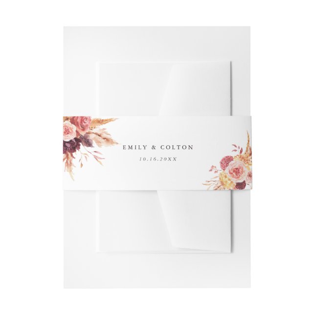 Bandeau De Faire-part Boho Burgundy Terracotta Mariage Floral (Devant example)