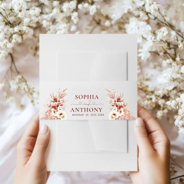 Bandeau De Faire-part Boho Burnt Umber Floral Mariage (Créateur téléchargé)