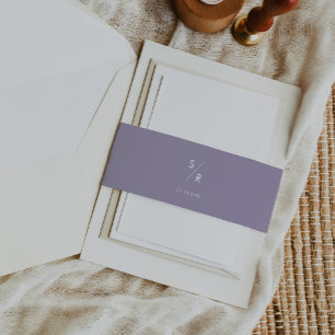 Bandeau De Faire-part Boho Chic Lavande violet Mariage Monogramme
