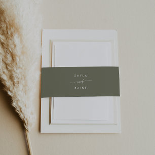 Bandeau De Faire-part Boho Chic Mariage vert olive