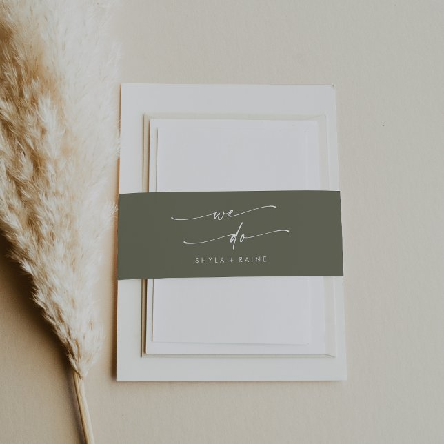 Bandeau De Faire-part Boho Chic Olive Green Nous faisons Mariage (Créateur téléchargé)