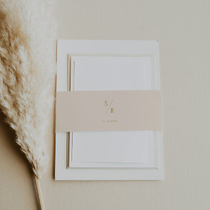 Bandeau De Faire-part Boho Chic Vintage Mariage de monogramme or