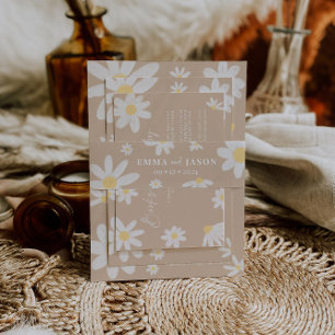 Bandeau De Faire-part Boho Daisy Flower Invitation Belly Band