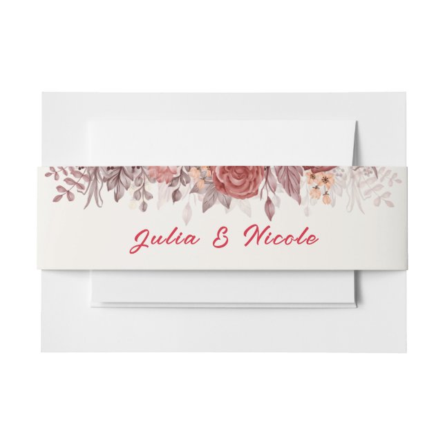 Bandeau De Faire-part Boho de Bourgogne Rose Floral Pampas Mariage (Devant Example)