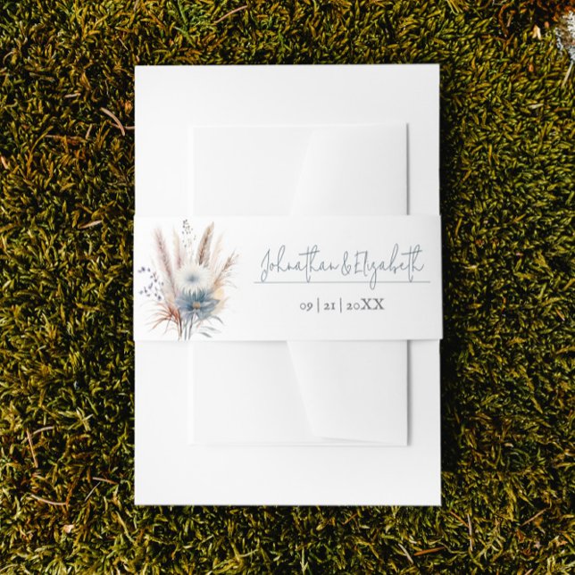 Bandeau De Faire-part Boho d'hiver Mariage Floral | BLANCHE (White Winter Boho Floral Wedding Invitation Belly Band)