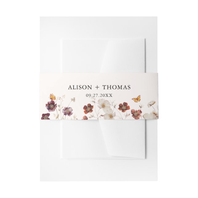 Bandeau De Faire-part Boho Fall Florals Mariage papillon (Devant example)