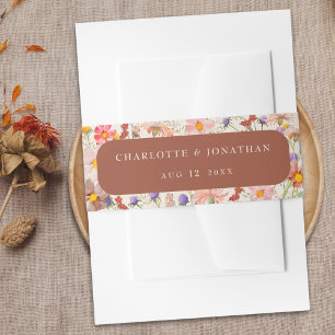 Bandeau De Faire-part Boho Fall Rustique Floral Terracotta Mariage beige