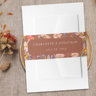 Bandeau De Faire-part Boho Fall Rustique Floral Terracotta Mariage beige