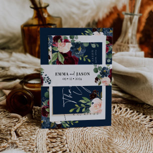 Bandeau De Faire-part Boho Floral Burgundy Invitation Belly Band