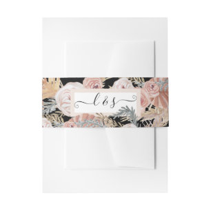 Bandeau De Faire-part BOHO Floral Pampas Grass Black Aquarelle Verdure
