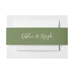 Bandeau De Faire-part Boho Green Hand Écrit Unique Moderne Mariage