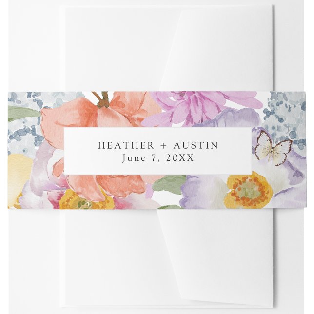 Bandeau De Faire-part Boho Invitation Belly Band (Bold Watercolor Boho Invitation Belly Band by Painted Paperie
)