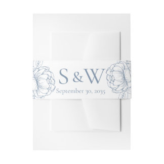 Bandeau De Faire-part Boho Moderne Périwinkle bleu Floral Minimal Mariag