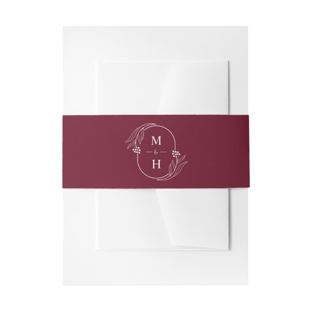 Bandeau De Faire-part Boho Monogram Elegant Burgundy Wedding (Devant example)