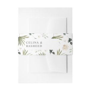 Bandeau De Faire-part Boho Palm Leaf & Beige Floral 2