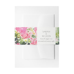 Bandeau De Faire-part Boho Pink Green Bougainvillea Mariage