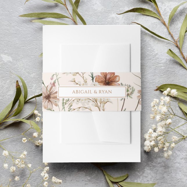 Bandeau De Faire-part Boho rouille Fleur sauvage papillon floral Mariage (Créateur téléchargé)