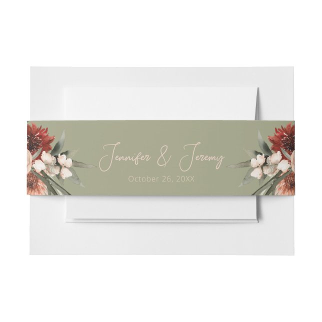 Bandeau De Faire-part Boho Rust & Neutral Sage Fall Floral (Devant Example)