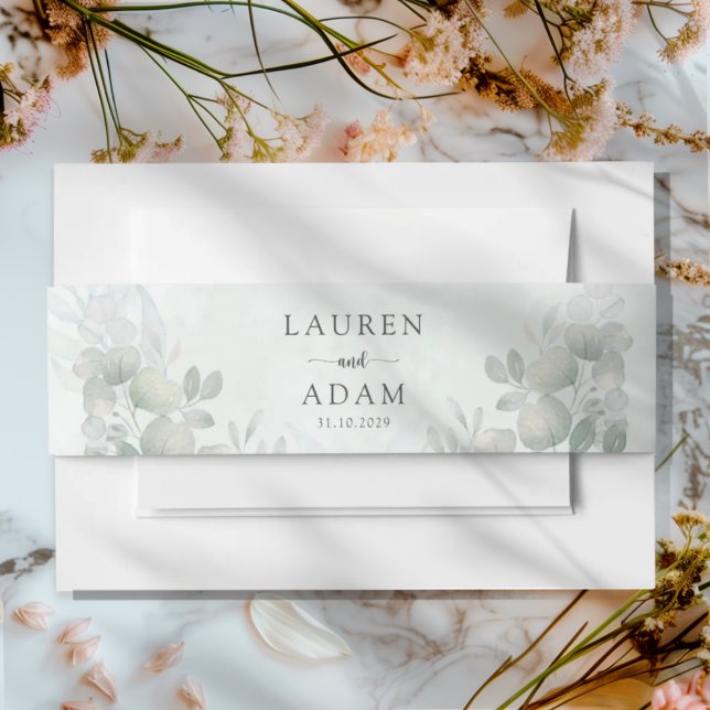 Bandeau De Faire-part Boho Sage Green Eucalyptus Wedding  (Créateur téléchargé)