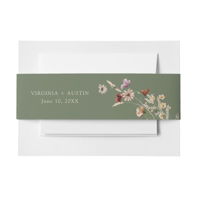 Bandeau De Faire-part Boho vert (Devant Example)