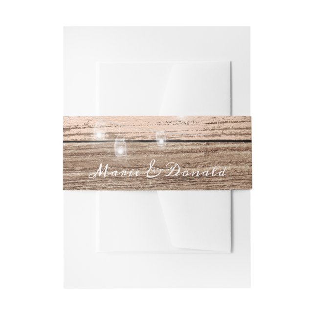 Bandeau De Faire-part Bois Rose Rustique et Lanternes (Devant example)