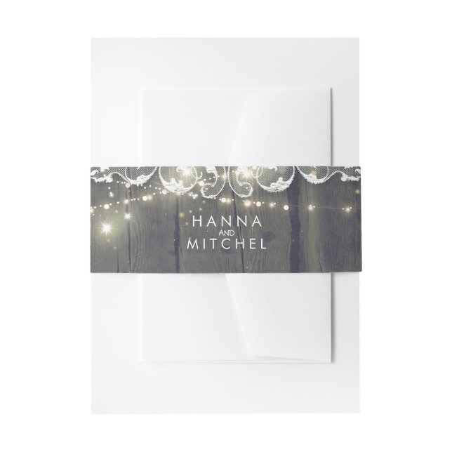 Bandeau De Faire-part Bois rustique et mariage de dentelle de lumières (Devant example)