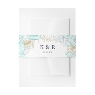 Bandeau De Faire-part bord de mer côte turquoise Mariage Belly Band