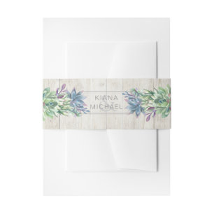 Bandeau De Faire-part Bordure du Mariage de bois rustique et succulents
