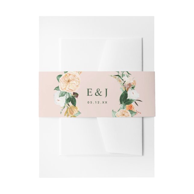 Bandeau De Faire-part Botanique Boho Aquarelle Florale Verdure rose (Devant example)