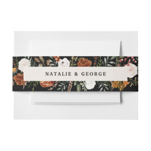 Bandeau De Faire-part Botanique naturelle noire élégant moderne chic flo