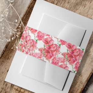 Bandeau De Faire-part Bougainvilliers rouges à motifs d'aquarelle fleuri