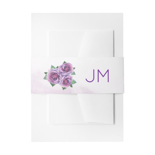 Bandeau De Faire-part Bouquet de rose violet Mariage de monogramme (Devant example)
