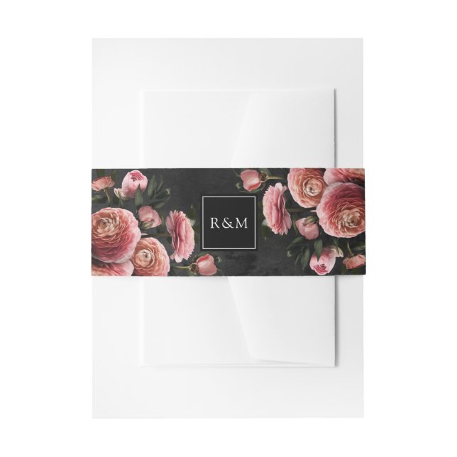 Bandeau De Faire-part Bouquet rose romantique et Moody (Devant example)