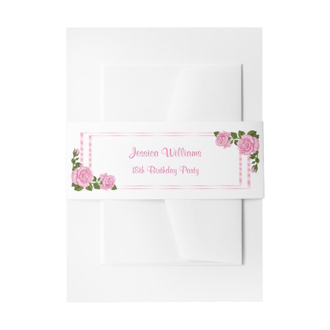 Bandeau De Faire-part Bouquets d'angle rose joli pour 18 ans (Devant example)