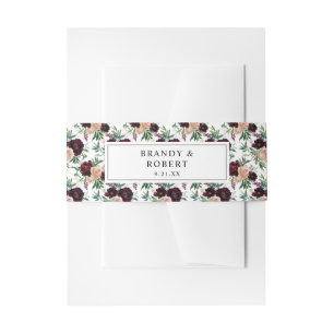 Bandeau De Faire-part Bourgogne & Blush Floral Rose Clair 2
