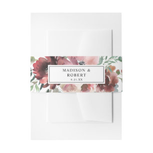 Bandeau De Faire-part Bourgogne & Dusty Blush Rose Floral 3
